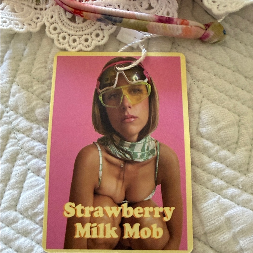 Strawberry Milk Mob Floral Lace Trim Bralette | Bikini Top - Picture 3 of 6